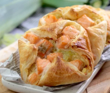 Recette de Paniers feuilletés au saumon et poireau