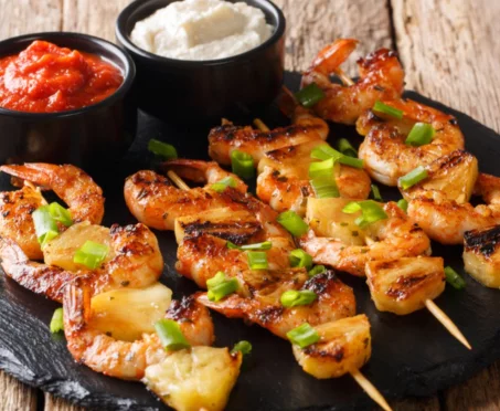 Recette de Brochettes crevettes et ananas