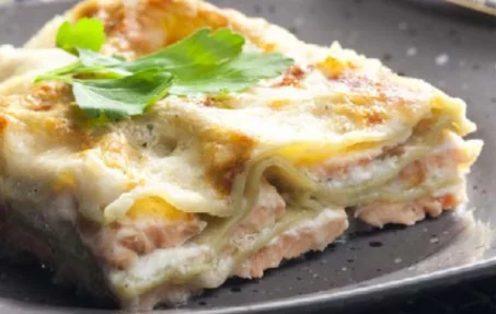 Recette de Lasagnes de saumon, poireaux et champignons 