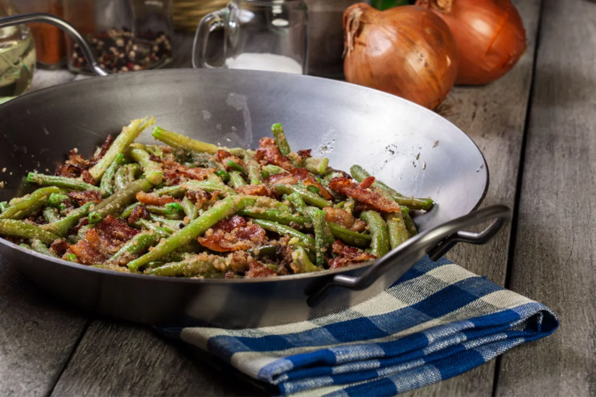 Recette Poêlée de haricots vert et bacon