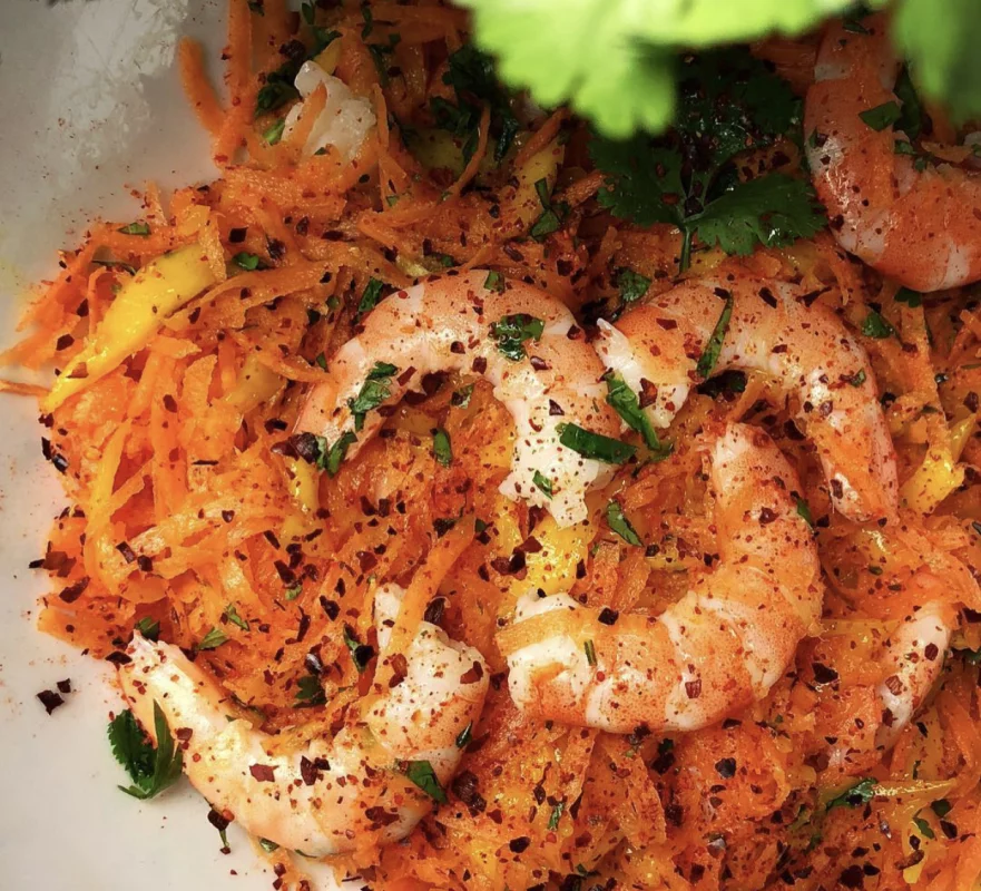 Recette Crevettes et carottes râpées