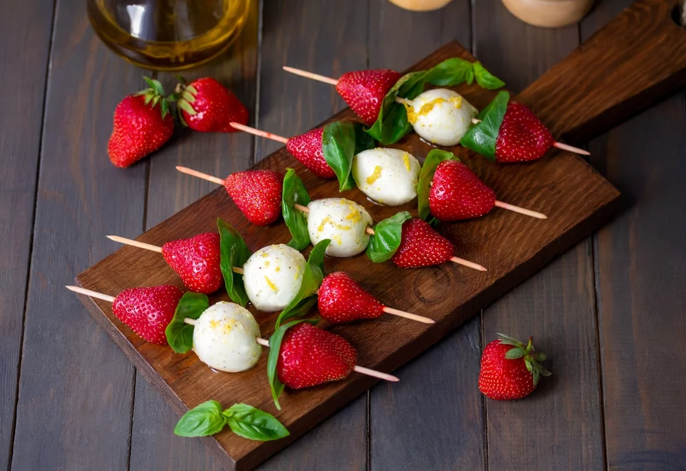 Recette Brochettes fraises mozzarella