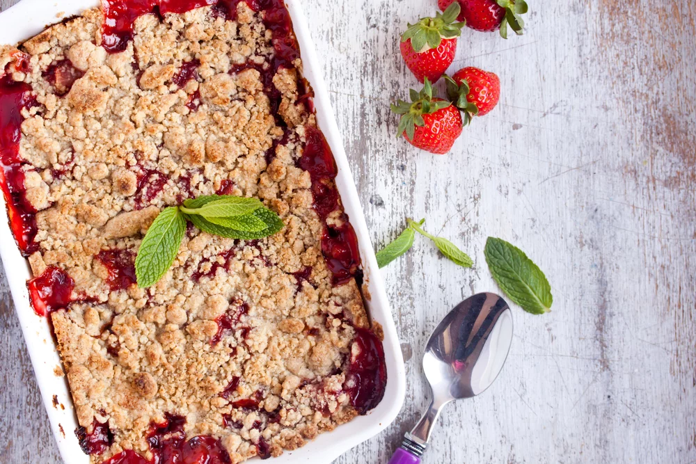 Recette Crumble pomme fraises rhubarbe