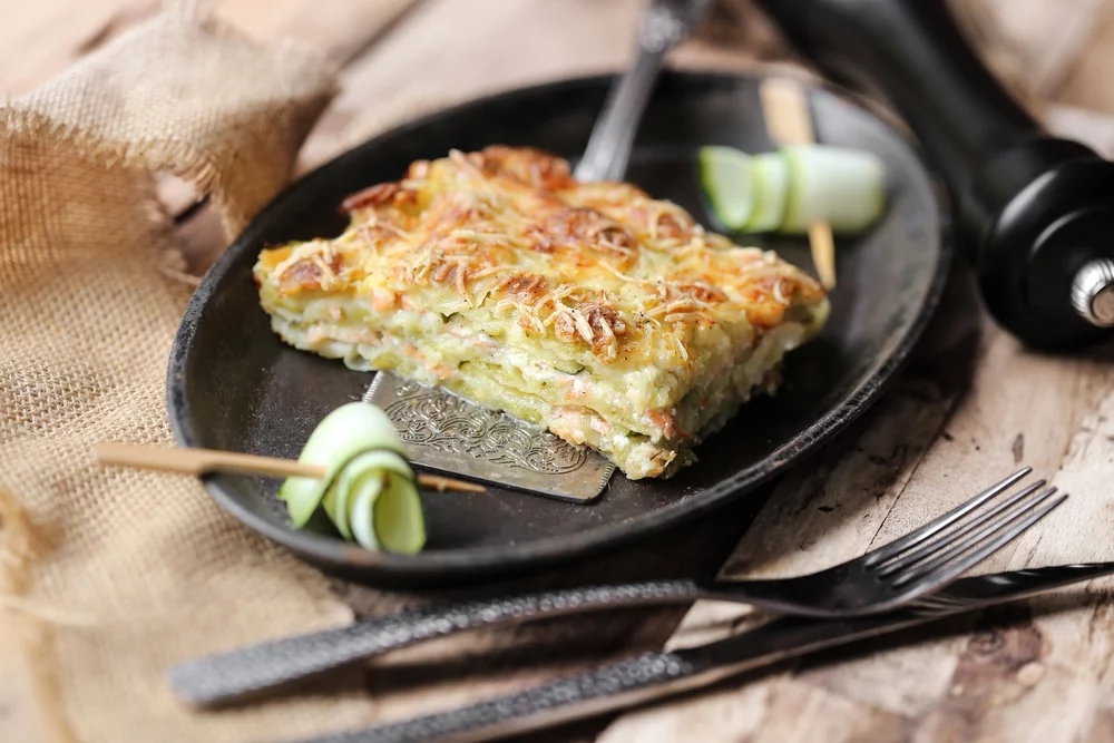 Recette Gratin de courgettes, poulet et ravioles