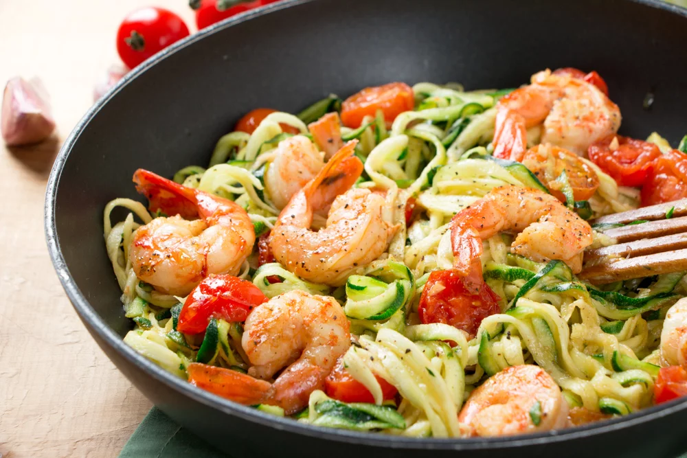 Recette Spaghettis courgettes et crevettes