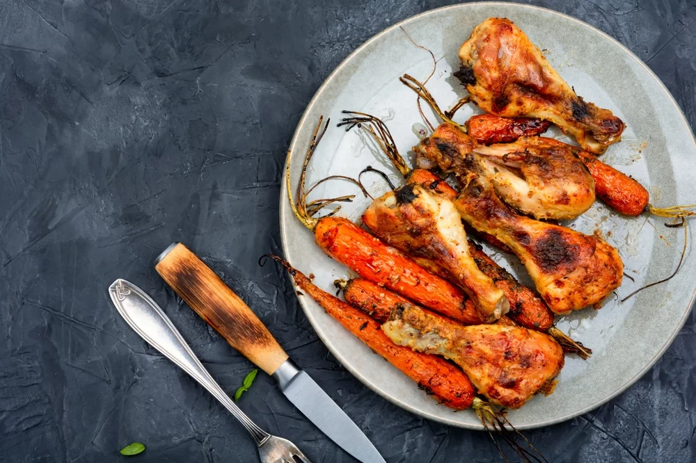 Recette Poulet et carottes rôties au miel