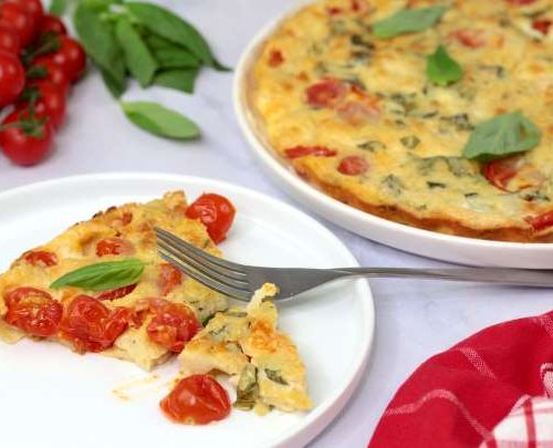 Recette Quiche sans pâte tomate, mozzarella et basilic